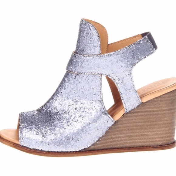 MM6 Maison Margiela Silver Glitter Wedge Sandal - Picture 1 of 7